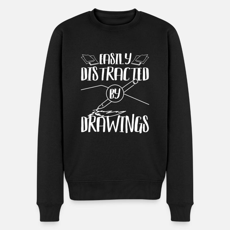 Easily distracted by drawing - Men's Premium Organic Jumper - black