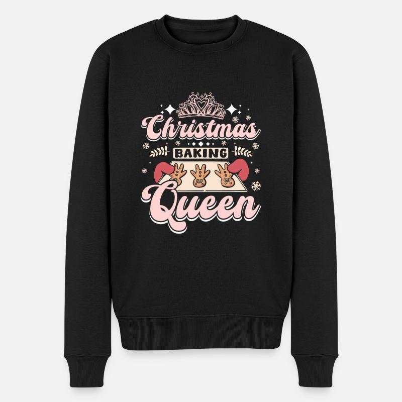 Xmas Christmas cookie baking queen - Männer Premium Bio Pullover - Schwarz