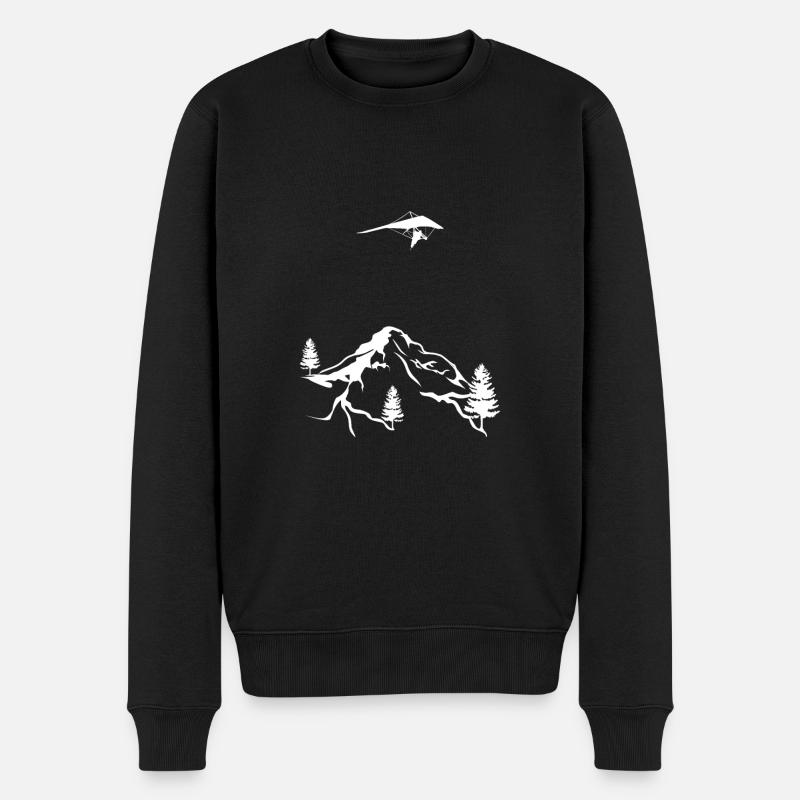 Drawn Hangglider Flight Mountains Hang Gliding - Männer Premium Bio Pullover - Schwarz