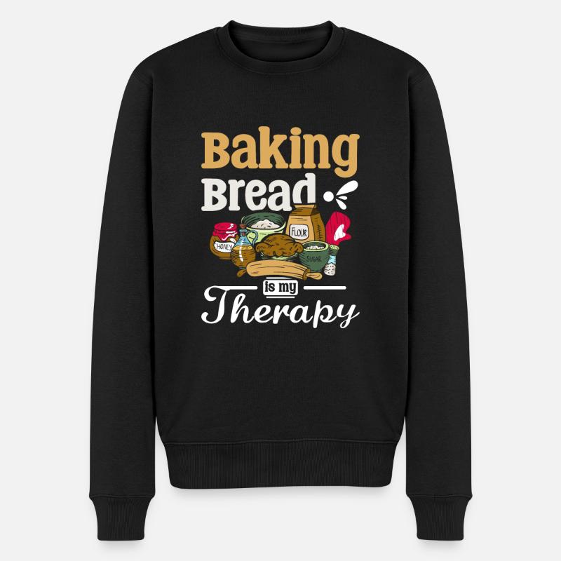 Baking bread is my therapy - Männer Premium Bio Pullover - Schwarz