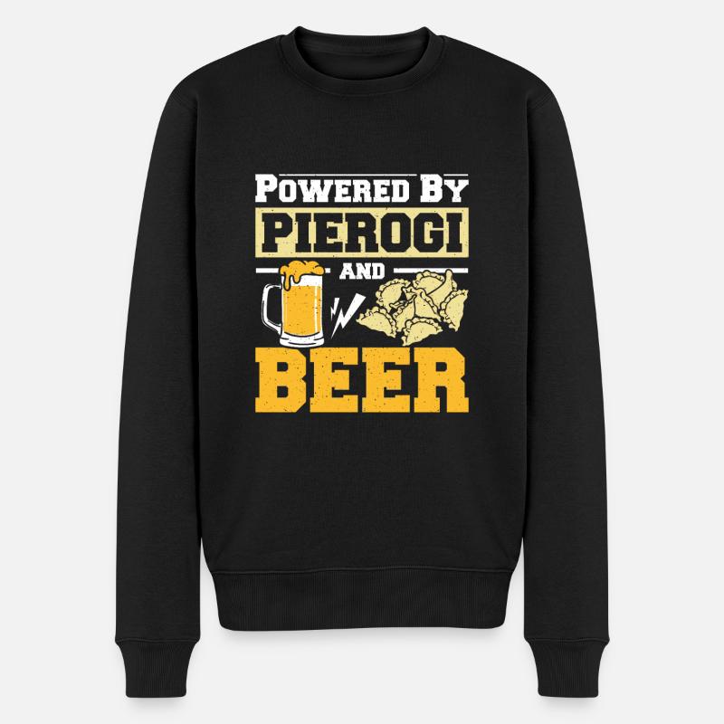 Powered by pierogi and beer - Männer Premium Bio Pullover - Schwarz