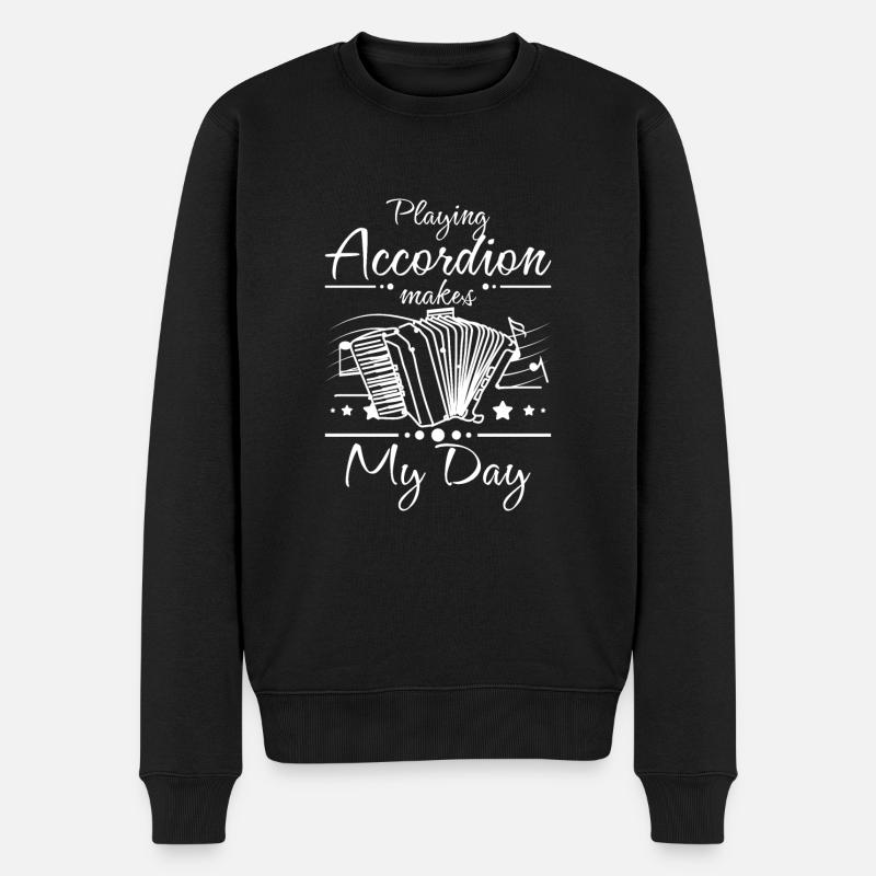 Playing accordion makes my day - Männer Premium Bio Pullover - Schwarz