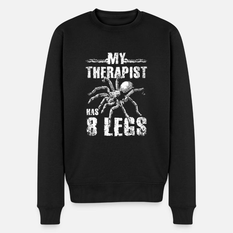 My therapist has 8 legs Tarantula - Männer Premium Bio Pullover - Schwarz