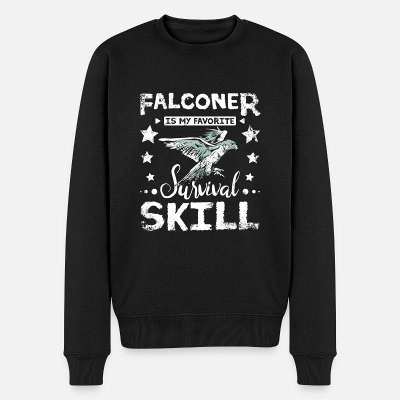 Le fauconnier est ma compétence de survie préférée - Pull Premium bio Homme - noir
