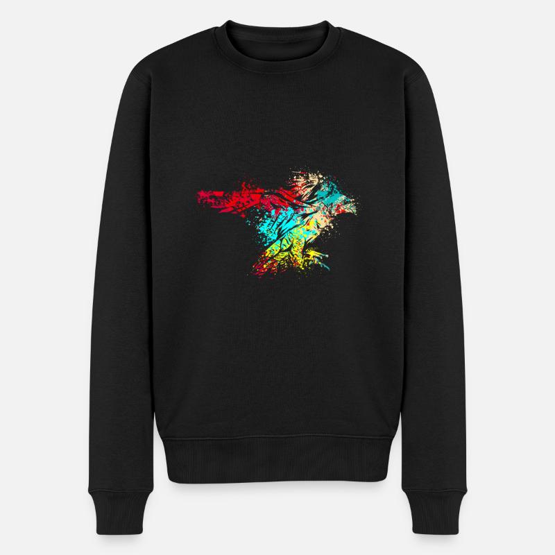 Fauconnier Splash Art Faucon Hawk - Pull Premium bio Homme - noir