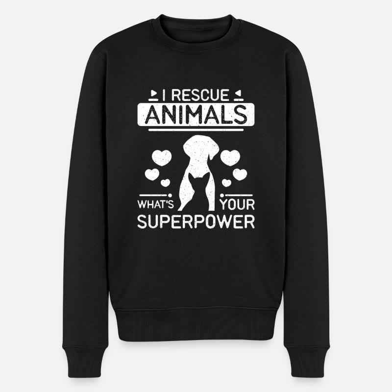 I rescue animals what's your superpower - Männer Premium Bio Pullover - Schwarz