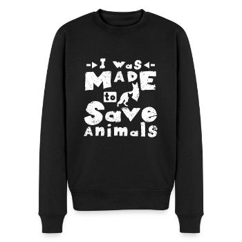 I was made to save animals - Männer Premium Bio Pullover - Schwarz - Vorne - Nico (187cm)