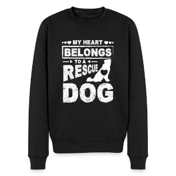 My heart belongs to a rescue dog - Männer Premium Bio Pullover - Schwarz - Vorne - Nico (187cm)