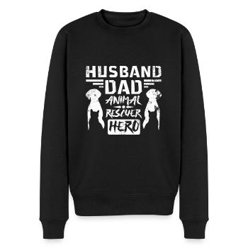 Husband dad animal rescuer hero - Männer Premium Bio Pullover - Schwarz - Vorne - Nico (187cm)