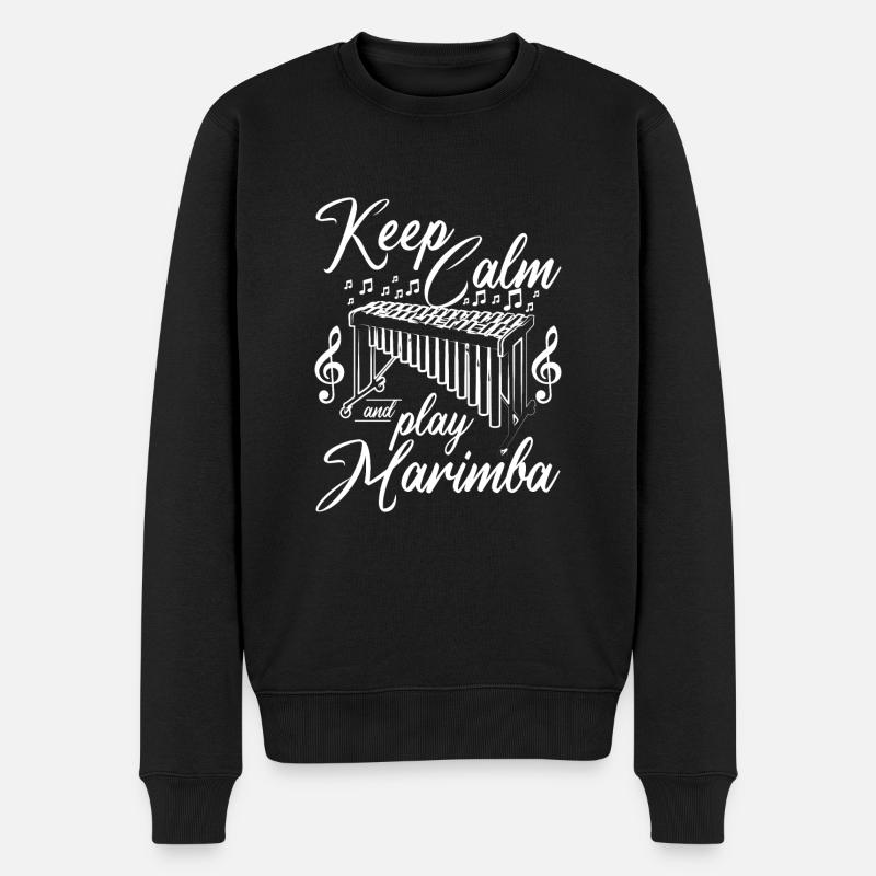 Keep calm and play marimba - Männer Premium Bio Pullover - Schwarz