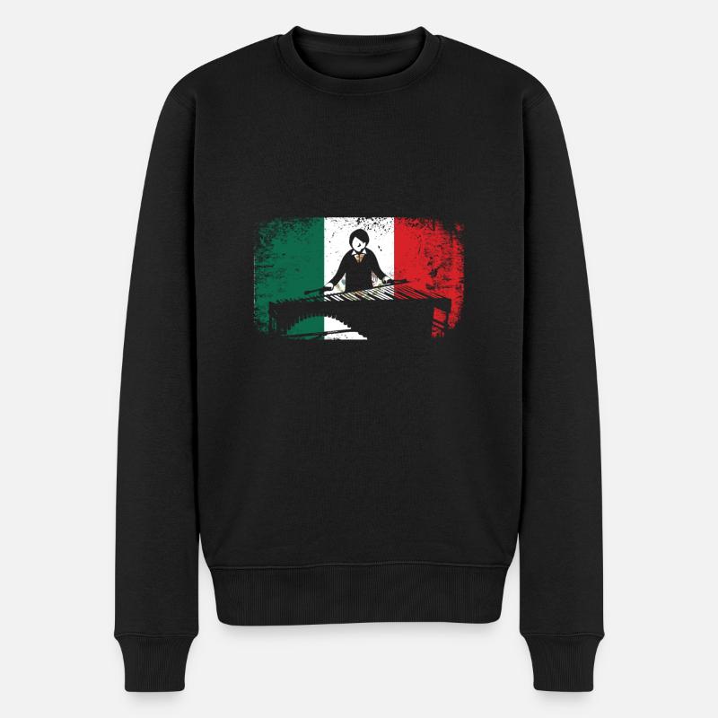 Mexican flag marimba player marimbist - Männer Premium Bio Pullover - Schwarz