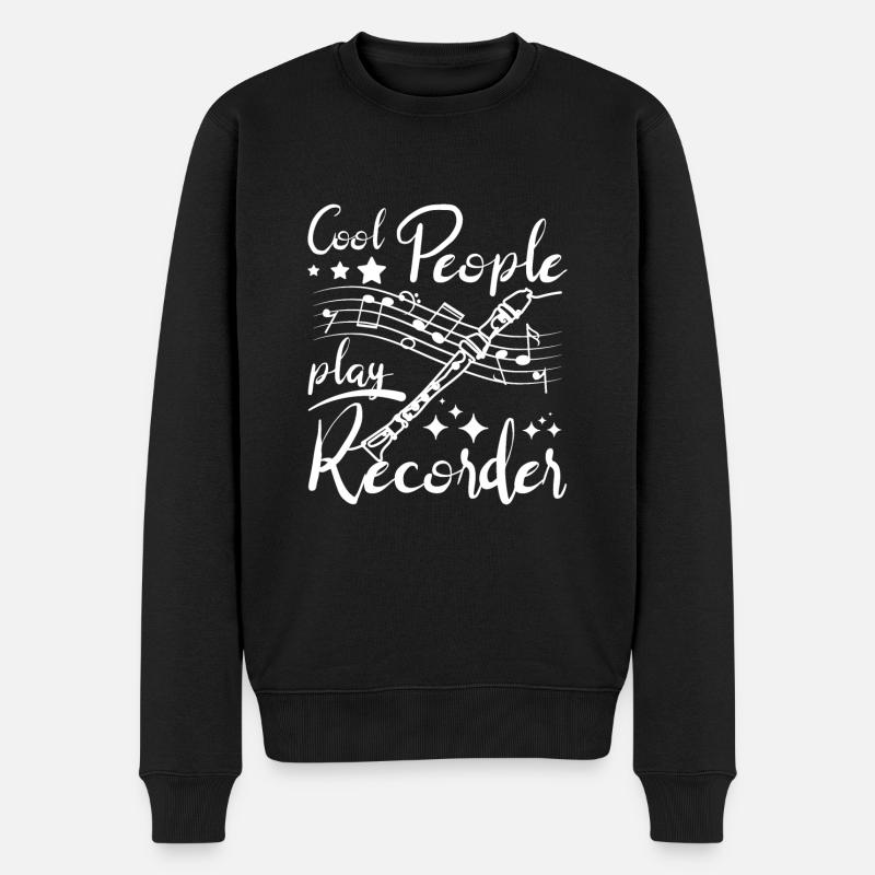 Cool people play recorder - Männer Premium Bio Pullover - Schwarz
