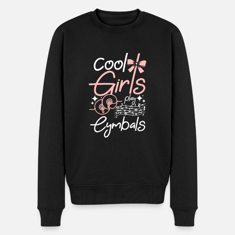 Cool girls play Cymbals - Männer Premium Bio Pullover - Schwarz