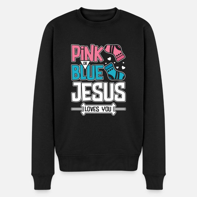 Rose ou bleu jésus t’aime - Pull Premium bio Homme - noir