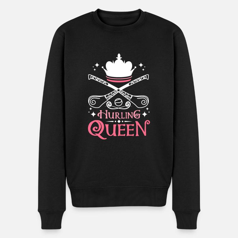 Hurling Queen - Männer Premium Bio Pullover - Schwarz