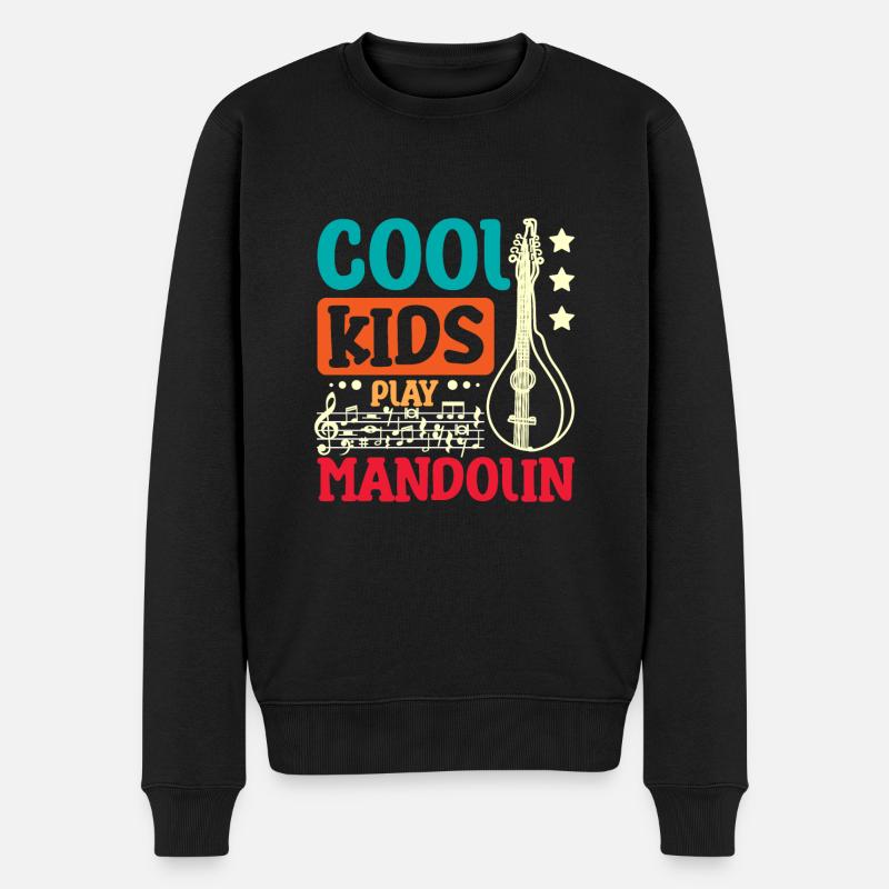 Children Cool kids play Mandolin - Männer Premium Bio Pullover - Schwarz
