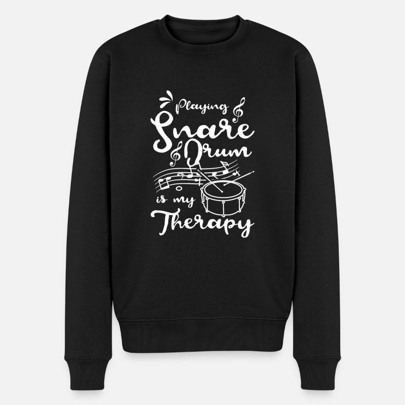 Playing Snare drum is my therapy - Männer Premium Bio Pullover - Schwarz