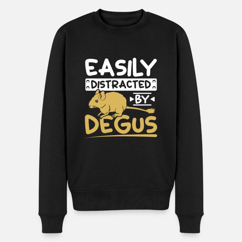 Easily distracted by degus - Männer Premium Bio Pullover - Schwarz