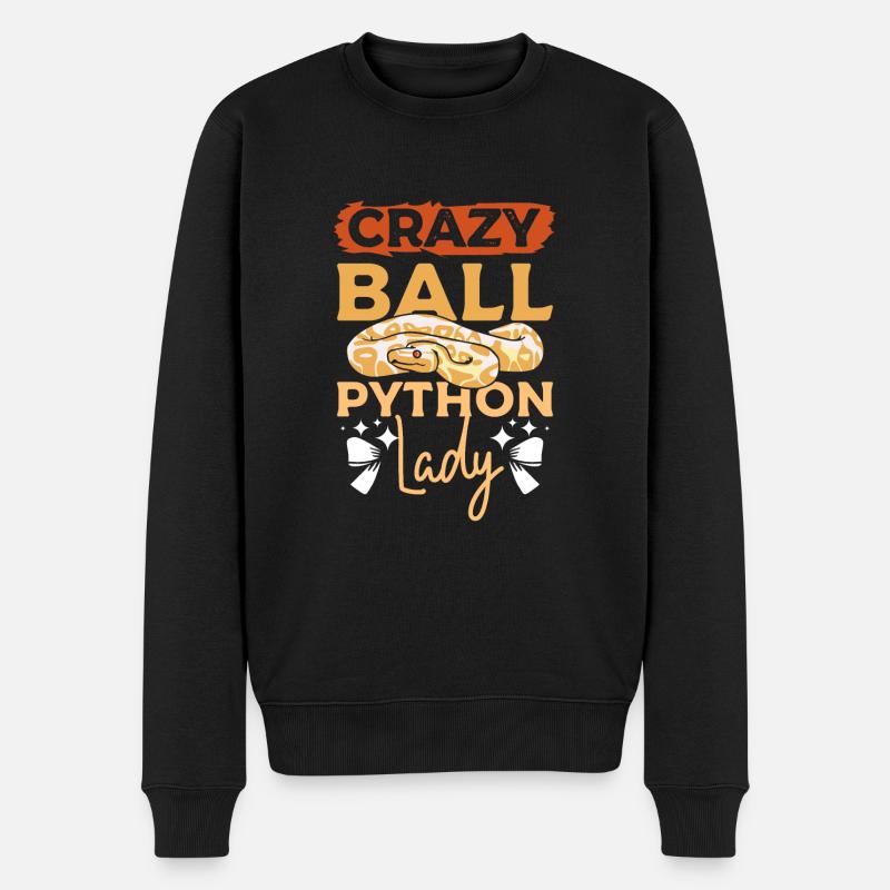 Crazy Ball python lady - Männer Premium Bio Pullover - Schwarz