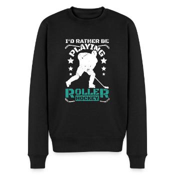 Je préfère jouer au roller hockey - Pull Premium bio Homme - noir - Devant - Nico (187cm)