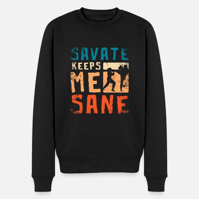 Savate keeps me sane - Männer Premium Bio Pullover - Schwarz