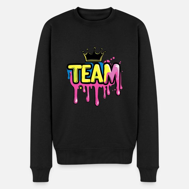 Team Bunt - Männer Premium Bio Pullover - Schwarz