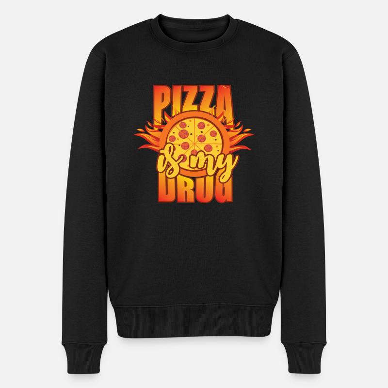 Pizza is my drug - Männer Premium Bio Pullover - Schwarz
