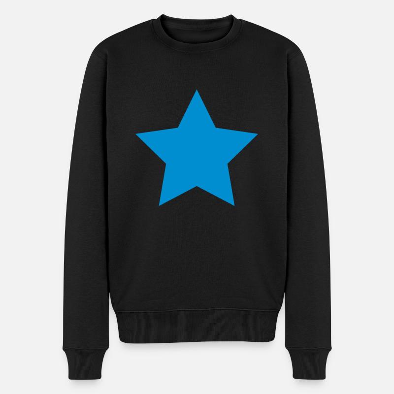 Stern Blau - Männer Premium Bio Pullover - Schwarz