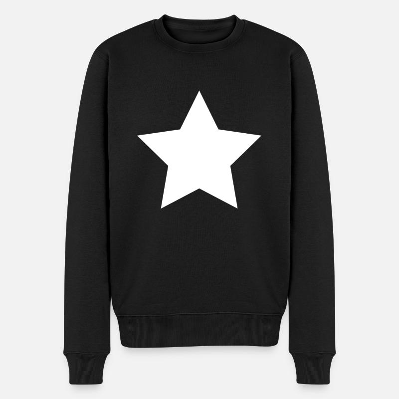 Stern Weiß - Männer Premium Bio Pullover - Schwarz