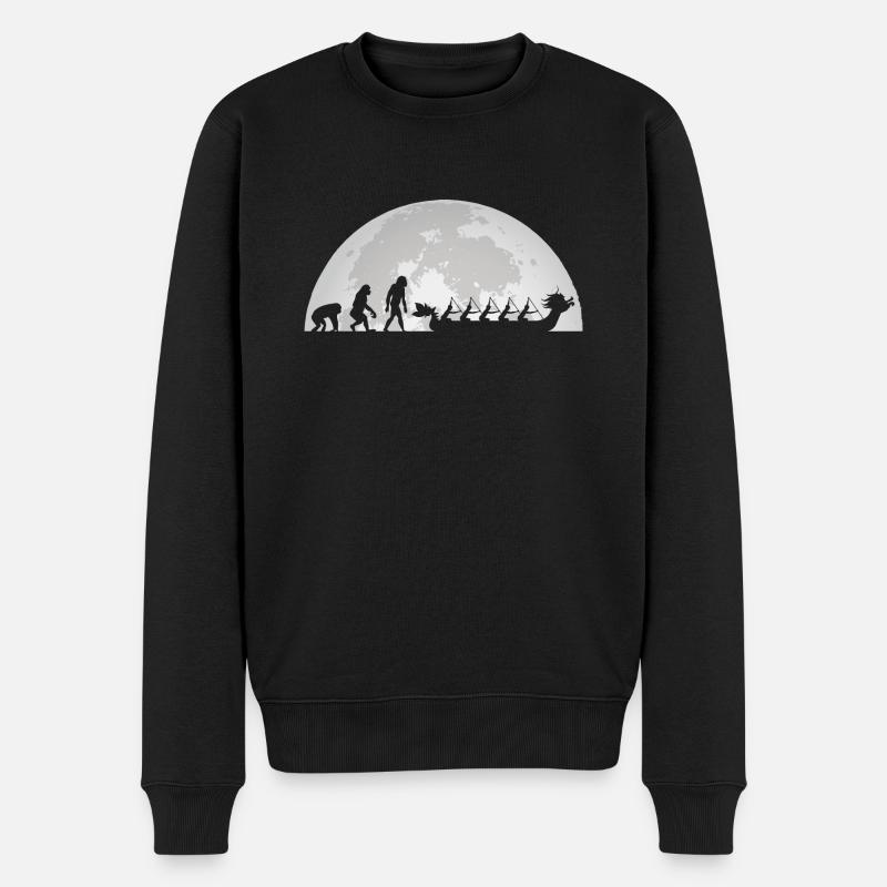 Evolution Drachenboot Mond Vollmond Paddler - Männer Premium Bio Pullover - Schwarz