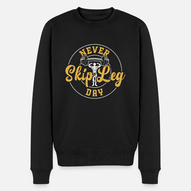 Never Skip Leg Day - Gym - Männer Premium Bio Pullover - Schwarz