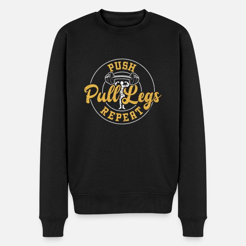 Push Pull Legs Repeat - Gym - Männer Premium Bio Pullover - Schwarz