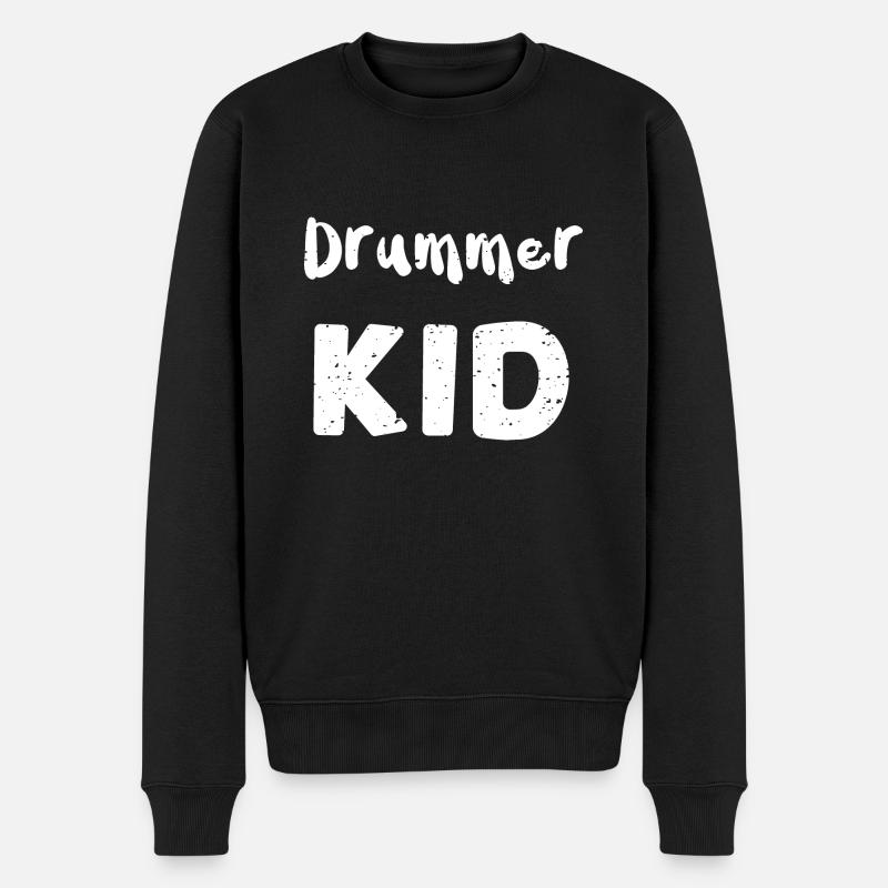 Drummer Kid - Drums - Männer Premium Bio Pullover - Schwarz