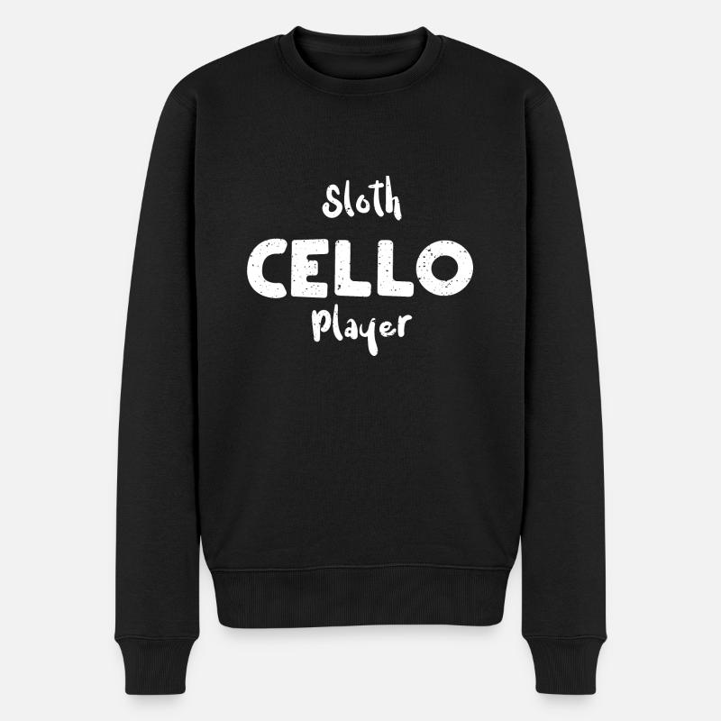 Sloth Cello Player - Music - Männer Premium Bio Pullover - Schwarz