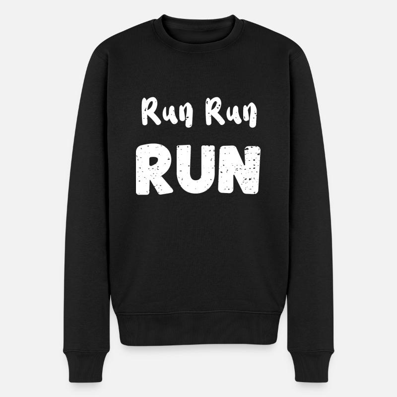 Run Run Run - Workout - Männer Premium Bio Pullover - Schwarz