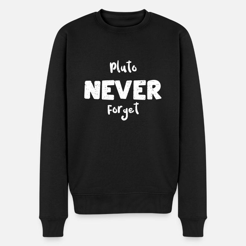 Pluto Never Forget - Space - Männer Premium Bio Pullover - Schwarz