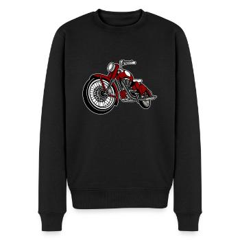 Motorrad Old School - Männer Premium Bio Pullover - Schwarz - Vorne - Nico (187cm)