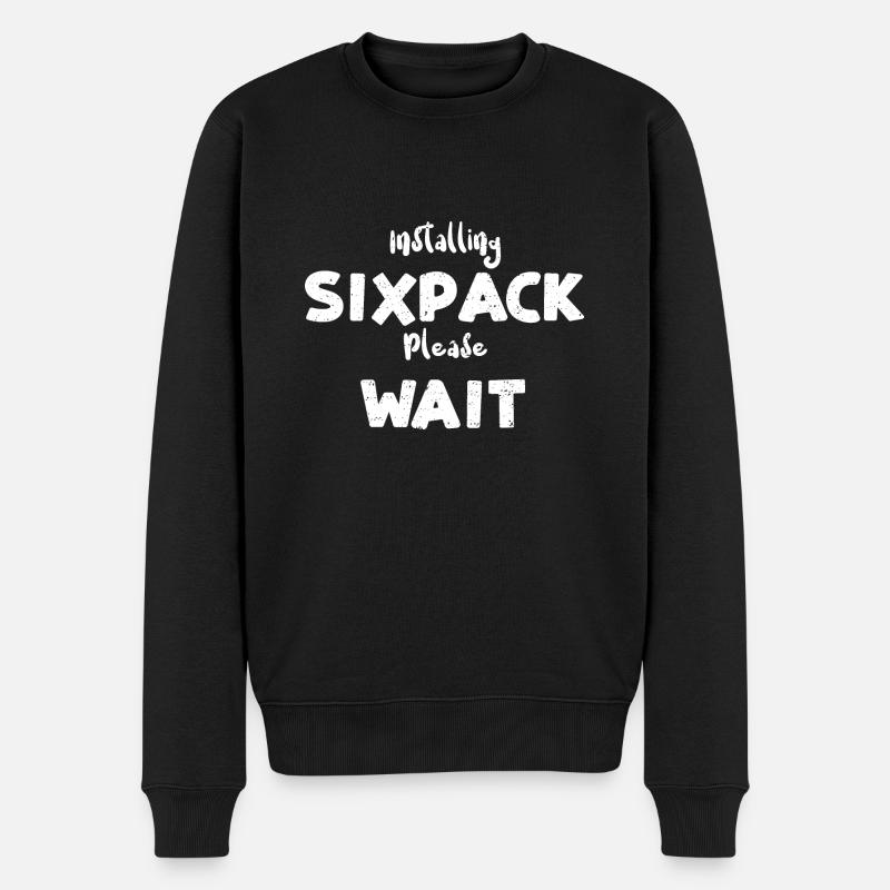 Installing Sixpack Please Wait - Männer Premium Bio Pullover - Schwarz