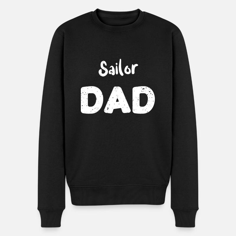 Sailor Dad - Boating - Männer Premium Bio Pullover - Schwarz