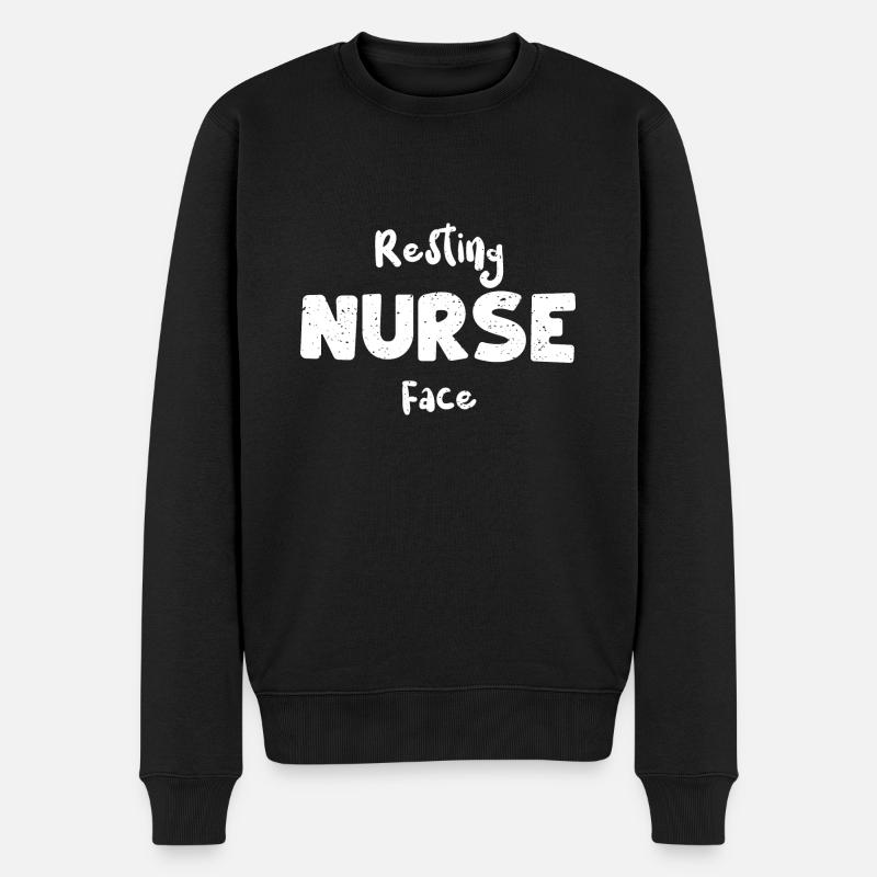 Resting Nurse Face - Nurse - Männer Premium Bio Pullover - Schwarz