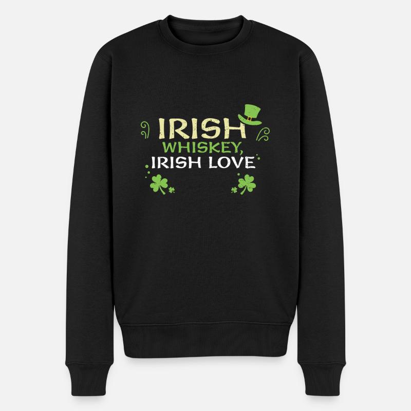 Irish whiskey, Irish love - Männer Premium Bio Pullover - Schwarz