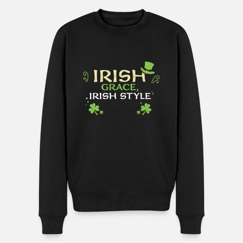 Irish grace, Irish style - Männer Premium Bio Pullover - Schwarz