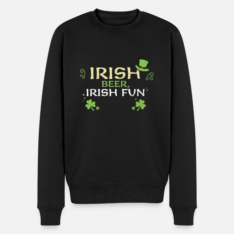Irish beer, Irish fun - Männer Premium Bio Pullover - Schwarz