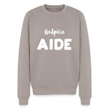 Hospice Aide - Nurse - Men's Premium Organic Jumper - taupe - Front - Nico (187cm)