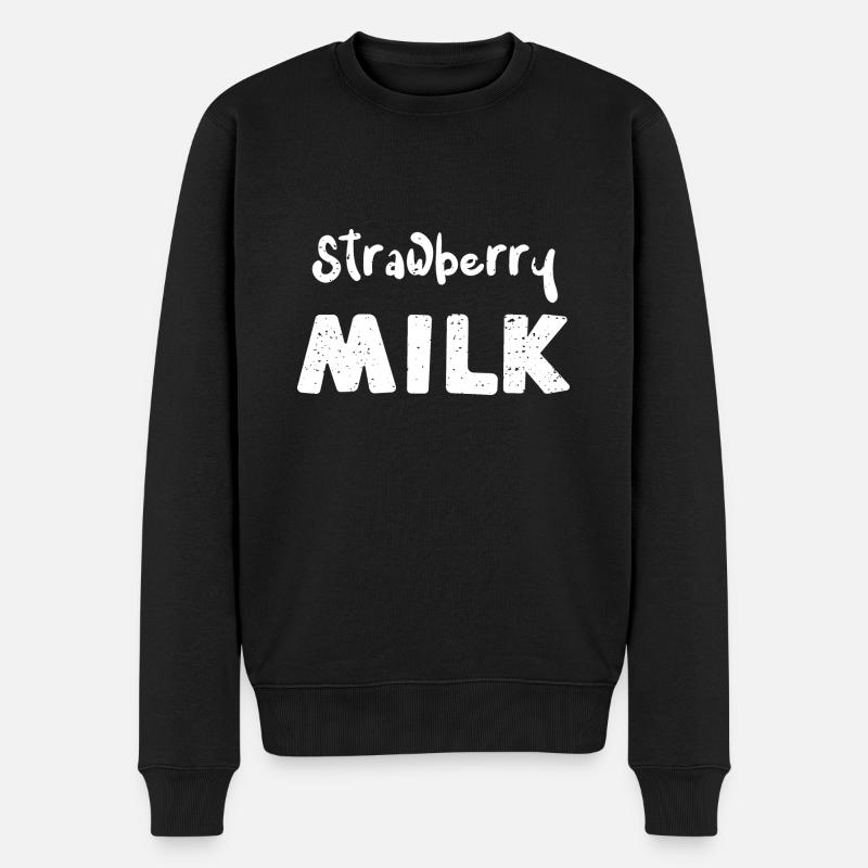 Lait de fraise - Vache - Pull Premium bio Homme - noir