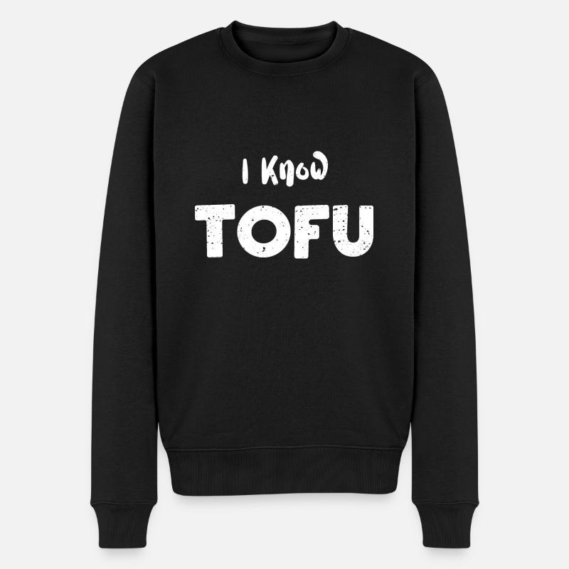 I Know Tofu - Vegan - Männer Premium Bio Pullover - Schwarz