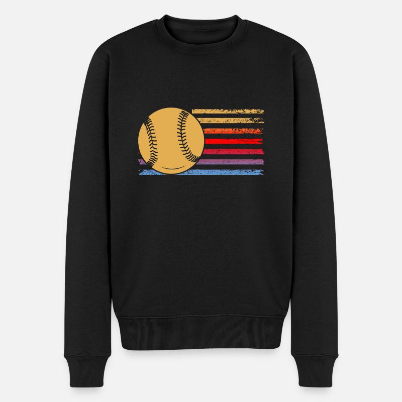 Baseballspieler Baseball - Männer Premium Bio Pullover - Schwarz