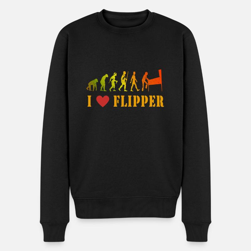 Ich liebe Flipper - Männer Premium Bio Pullover - Schwarz