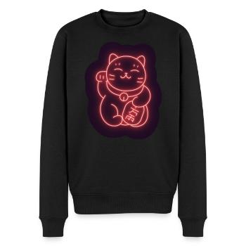 Glückskatzenaufkleber Maneki-Neko - Männer Premium Bio Pullover - Schwarz - Vorne - Nico (187cm)