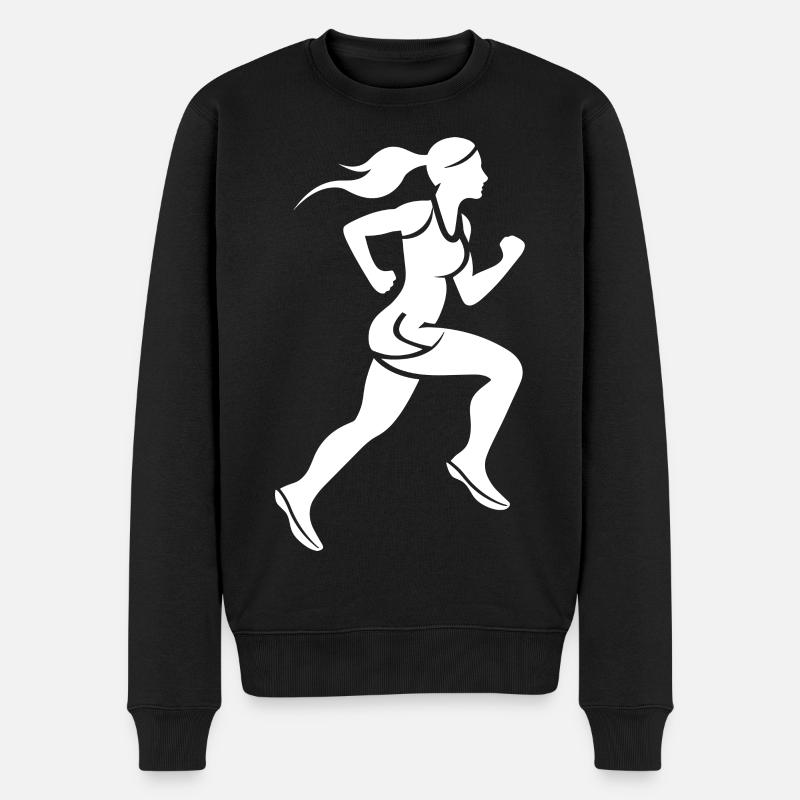 Läuferin - Männer Premium Bio Pullover - Schwarz